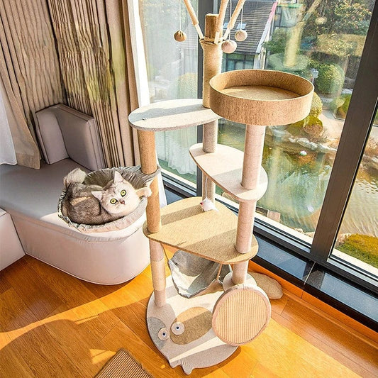 Arbre à Chat Beige avec Hamac - Luxe pour vos Félins